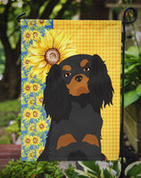 Summer Sunflowers Black and Tan Cavalier Spaniel Flag Garden Size