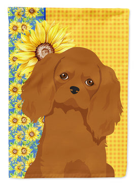 Summer Sunflowers Ruby Cavalier Spaniel Flag Garden Size