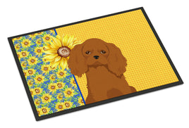 Summer Sunflowers Ruby Cavalier Spaniel Indoor or Outdoor Mat 18x27