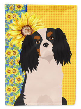 Summer Sunflowers Tricolor Cavalier Spaniel Flag Garden Size