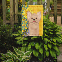 Summer Sunflowers Longhaired Cream Chihuahua Flag Garden Size