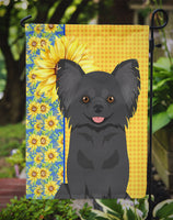 Summer Sunflowers Longhaired Black Chihuahua Flag Garden Size