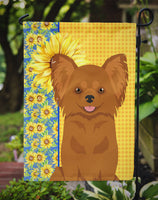 Summer Sunflowers Longhaired Red Chihuahua Flag Garden Size