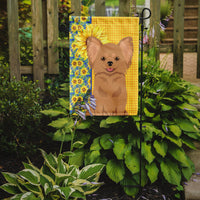 Summer Sunflowers Longhaired Gold Chihuahua Flag Garden Size