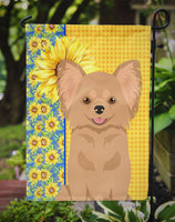 Summer Sunflowers Longhaired Gold Chihuahua Flag Garden Size