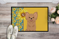 Summer Sunflowers Longhaired Gold Chihuahua Indoor or Outdoor Mat 18x27