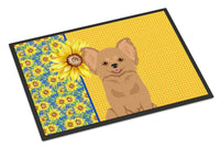 Summer Sunflowers Longhaired Gold Chihuahua Indoor or Outdoor Mat 18x27