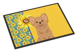 Summer Sunflowers Longhaired Gold Chihuahua Indoor or Outdoor Mat 18x27