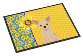 Summer Sunflowers Fawn Chihuahua Indoor or Outdoor Mat 24x36