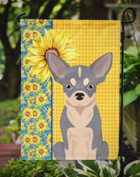 Summer Sunflowers Blue and White Chihuahua Flag Garden Size