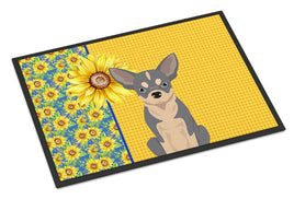 Summer Sunflowers Blue and White Chihuahua Indoor or Outdoor Mat 24x36