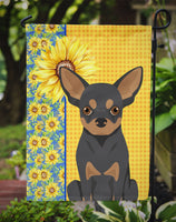 Summer Sunflowers Black and Tan Chihuahua Flag Garden Size