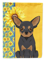 Summer Sunflowers Black and Tan Chihuahua Flag Garden Size
