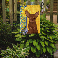 Summer Sunflowers Chocolate and Tan Chihuahua Flag Garden Size