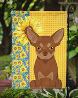 Summer Sunflowers Chocolate and Tan Chihuahua Flag Garden Size