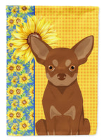 Summer Sunflowers Chocolate and Tan Chihuahua Flag Garden Size