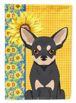 Summer Sunflowers Black and Cream Chihuahua Flag Garden Size