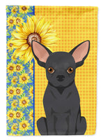 Summer Sunflowers Black Chihuahua Flag Garden Size