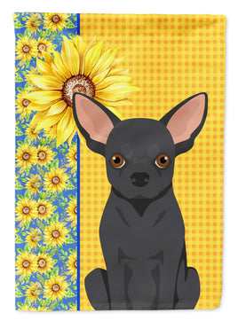 Summer Sunflowers Black Chihuahua Flag Garden Size