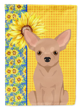 Summer Sunflowers Cream Chihuahua Flag Garden Size
