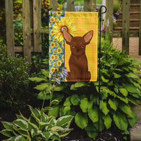 Summer Sunflowers Chocolate Chihuahua Flag Garden Size