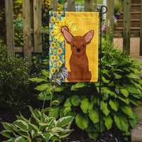 Summer Sunflowers Red Chihuahua Flag Garden Size