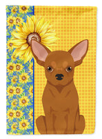 Summer Sunflowers Red Chihuahua Flag Garden Size