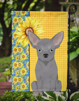 Summer Sunflowers Blue Chihuahua Flag Garden Size