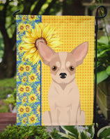 Summer Sunflowers Fawn and White Chihuahua Flag Garden Size