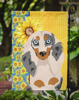 Summer Sunflowers Longhair Cream Dapple Dachshund Flag Garden Size
