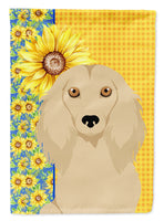 Summer Sunflowers Longhair Cream Dachshund Flag Garden Size