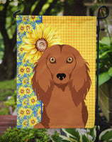 Summer Sunflowers Longhair Red Dachshund Flag Garden Size