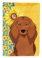 Summer Sunflowers Longhair Red Dachshund Flag Garden Size