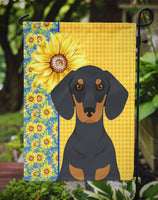 Summer Sunflowers Black and Tan Dachshund Flag Garden Size