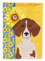 Summer Sunflowers Red Piebald Dachshund Flag Garden Size