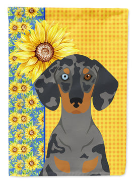 Summer Sunflowers Black Dapple Dachshund Flag Garden Size