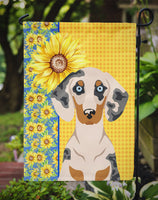 Summer Sunflowers Cream Dapple Dachshund Flag Garden Size