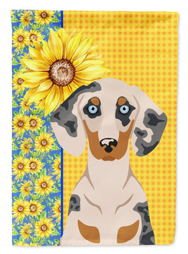 Summer Sunflowers Cream Dapple Dachshund Flag Garden Size
