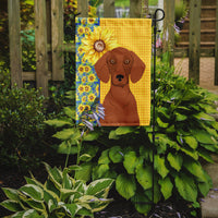 Summer Sunflowers Red Dachshund Flag Garden Size