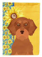 Summer Sunflowers Wirehair Red Dachshund Flag Garden Size