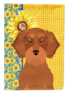 Summer Sunflowers Wirehair Red Dachshund Flag Garden Size