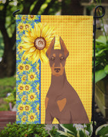 Summer Sunflowers Red and Tan Doberman Pinscher Flag Garden Size
