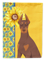 Summer Sunflowers Red and Tan Doberman Pinscher Flag Garden Size