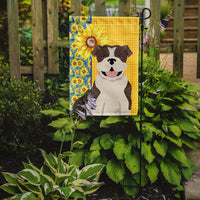 Summer Sunflowers Brindle English Bulldog Flag Garden Size