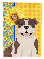 Summer Sunflowers Brindle English Bulldog Flag Garden Size
