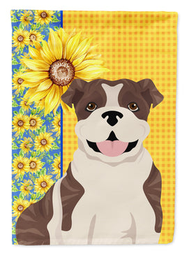 Summer Sunflowers Brindle English Bulldog Flag Garden Size