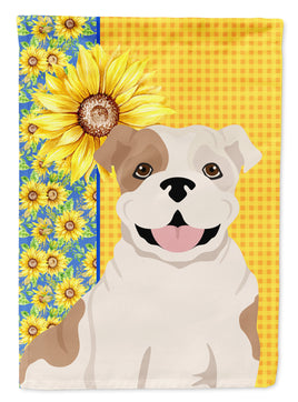 Summer Sunflowers Piebald English Bulldog Flag Garden Size