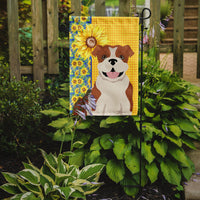 Summer Sunflowers Red English Bulldog Flag Garden Size