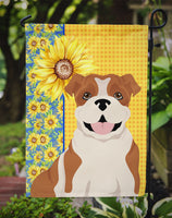 Summer Sunflowers Red English Bulldog Flag Garden Size