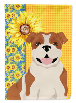 Summer Sunflowers Red English Bulldog Flag Garden Size
